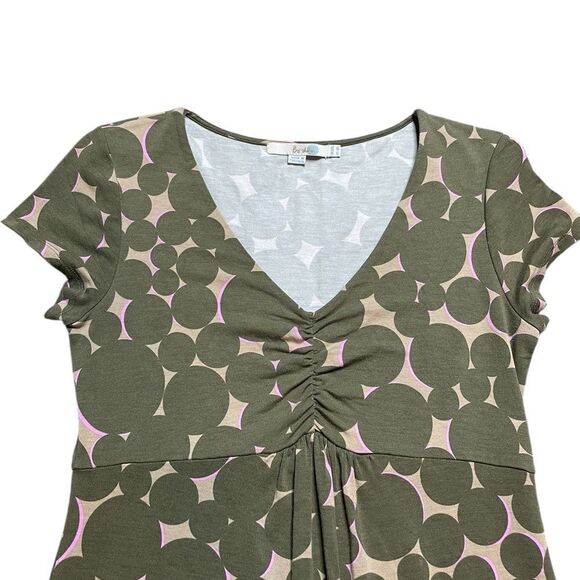 Boden Green Jersey Patterned Short Sleeved V Neck Dress - Picture 3 of 8
